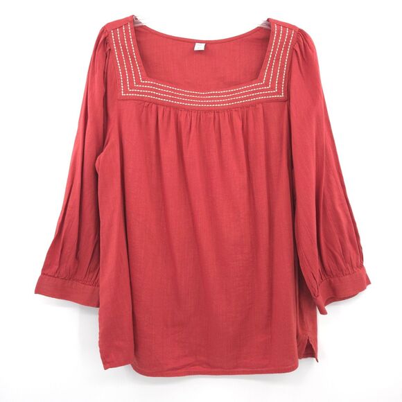 Old Navy square neck peasant tunic top Size XL cotton blend Boho - Picture 2 of 8